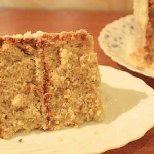 a piece of the decorated no oven stovetop coconut cake