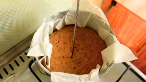 cake being tested for doneness