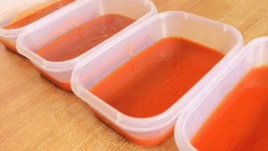 homemade tomato paste ready to store