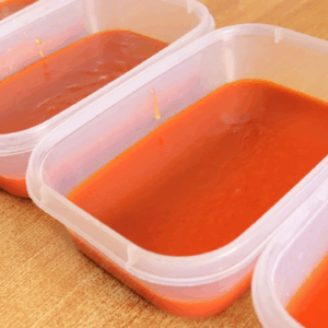 homemade tomato paste ready to store