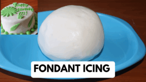 Homemade fondant icing with a cake beautifully decorated with fondant icing