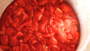 the tomato pieces are now boiled and soft.