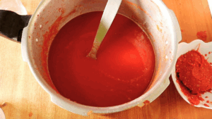 our strained and smooth tomato mixture