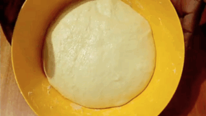 bulk fermented and proofed dough.