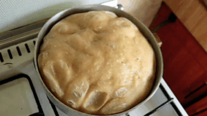 Sourdough bread baked without an oven, ready, and firm on the surface.