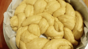 brioche bread dough after second proofing