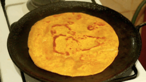 the Soft Pumpkin Chapati Recipe on the pan browned and ready