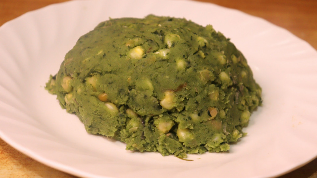 mukimu with sweet potato leaves