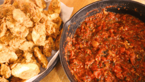 tomato chutney served with bhajias